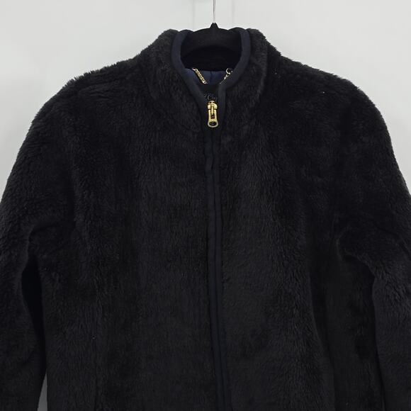 J. Crew Zip Up Plush Fleece Coat Black Faux Fur Teddy Jacket Women's Size S - Picture 2 of 11